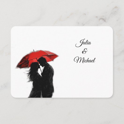Carte D'accompagnement Romantique Parisien Parapluie Rouge Love Silhouett (Dos)