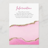 Carte D'accompagnement Romantique rose Agate Pierre or Inlay Mariage Info (Devant)