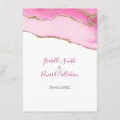 Carte D'accompagnement Romantique rose Agate Pierre or Inlay Mariage Info (Dos)