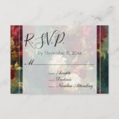 Carte D'accompagnement Romantique Rouge Blanc Fleurs Mariage RSVP (Devant)