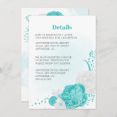 Carte D'accompagnement Romantique turquoise blanc détails mariage (Devant / Derrière)