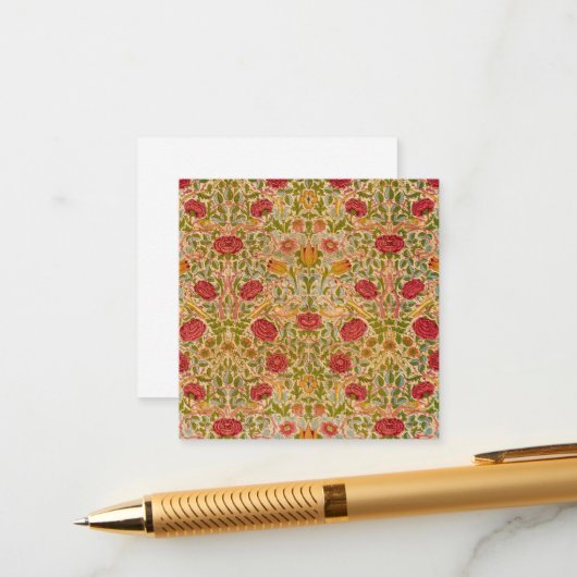 Carte D'accompagnement Rose, 1883 par William Morris (Devant/Arrière en situation)