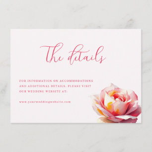 Carte D'accompagnement Rose à l'aquarelle rose romantique