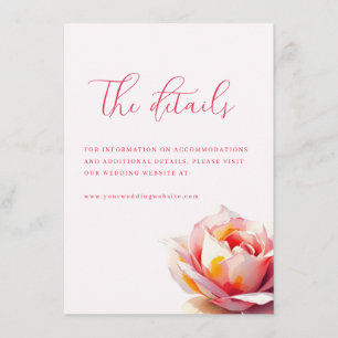 Carte D'accompagnement Rose aquarelle rose romantique