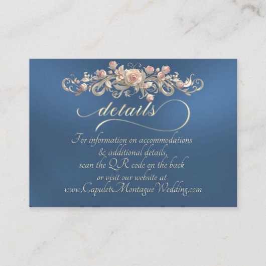 Carte D'accompagnement Rose Arc Border, QR Code - Blue (Devant)