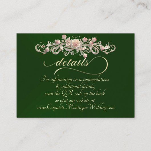 Carte D'accompagnement Rose Arc Border, QR Code - Emerald (Devant)