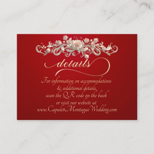 Carte D'accompagnement Rose Arc Border, QR Code - Red (Devant)