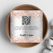Carte D'accompagnement Rose argent or QR code mariage RSVP