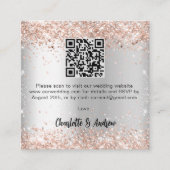 Carte D'accompagnement Rose argent or QR code mariage RSVP (Devant)
