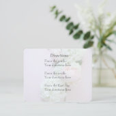 Carte D'accompagnement Rose avec hydrangea fade mariage directions (Debout devant)