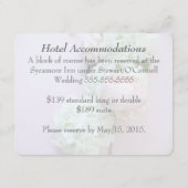Carte D'accompagnement Rose avec hydrangea fade mariage directions (Dos)