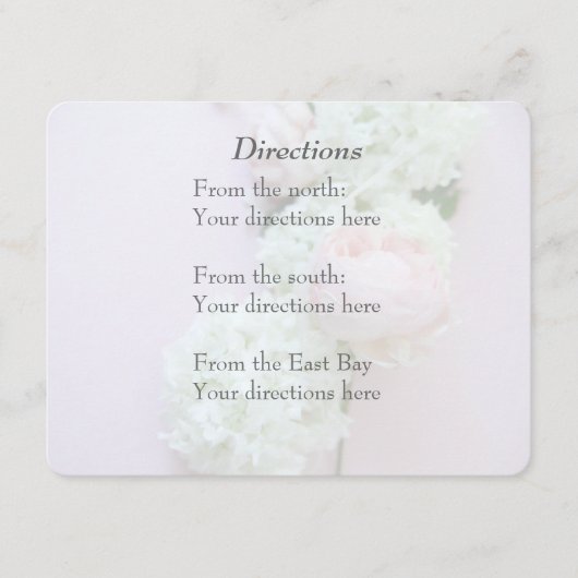 Carte D'accompagnement Rose avec hydrangea fade mariage directions (Devant)