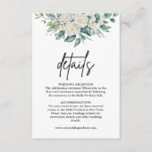 Carte D'accompagnement Rose blanche vert Floral Détails du Mariage (Devant)