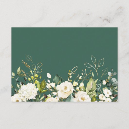 Carte D'accompagnement Rose blanche Vert Floral Mariage Détails de la réc (Dos)