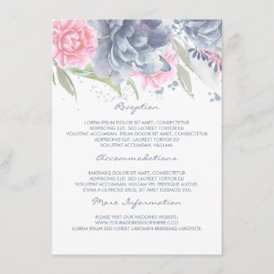 Carte D'accompagnement Rose + bleu Dusty Informations Mariage Invité