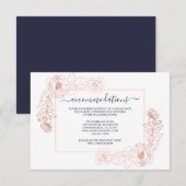 Carte D'accompagnement Rose bleu foncé Gold Floral Informations sur le Ma (Devant / Derrière)