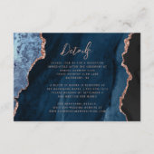 Carte D'accompagnement Rose bleu marine Gold Agate Script Mariage Détails (Devant)
