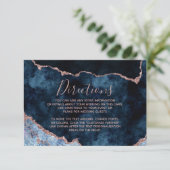 Carte D'accompagnement Rose bleu marine Gold Foil Agate Mariage Direction (Debout devant)