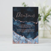 Carte D'accompagnement Rose bleu marine Gold Foil Agate Mariage Direction (Debout devant)