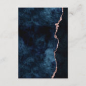 Carte D'accompagnement Rose bleu marine Gold Foil Agate Mariage Direction (Dos)