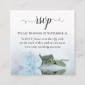 Carte D'accompagnement Rose bleu pâle et élégant mariage RSVP QR Code (Devant)