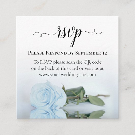 Carte D'accompagnement Rose bleu pâle et élégant mariage RSVP QR Code (Devant)