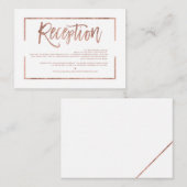 Carte D'accompagnement Rose cadre or script blanc simple réception (Devant / Derrière)
