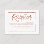 Carte D'accompagnement Rose cadre or script blanc simple réception (Devant)