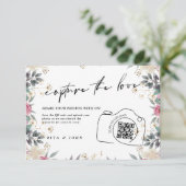 Carte D'accompagnement Rose Carnation Script Capture Le code Love QR (Debout devant)