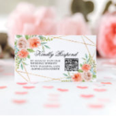 Carte D'accompagnement Rose de jardin et Mariage de cadre or QR Code RSVP