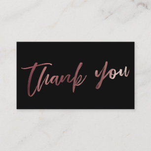 Carte D'accompagnement Rose de script moderne Gold sur le Merci noir