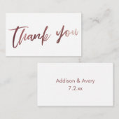 Carte D'accompagnement Rose de script moderne or sur Merci blanc Insertio (Devant / Derrière)
