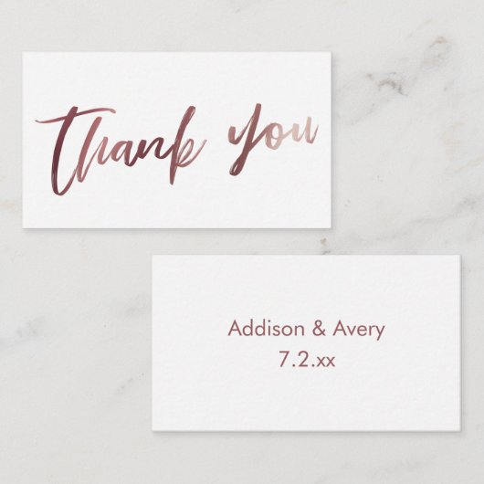 Carte D'accompagnement Rose de script moderne or sur Merci blanc Insertio (Devant / Derrière)