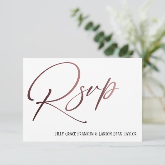Carte D'accompagnement Rose décontracté Gold écriture manuscrite RSVP dem (Debout devant)