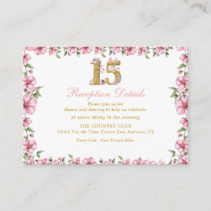 Carte D'accompagnement Rose Doré Mis Quince Paillettes Quinceañera