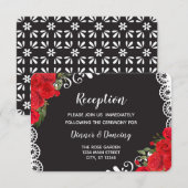 Carte D'accompagnement Rose Espagnole Élégante & Dentelle (rouge/noir) (Devant / Derrière)