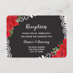 Carte D'accompagnement Rose Espagnole Élégante & Dentelle (rouge/noir)
