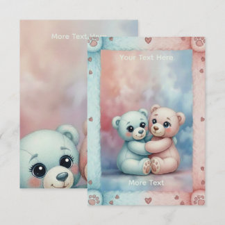Carte D'accompagnement Rose et Bleu Pastel