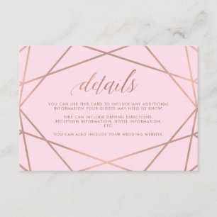 Carte D'accompagnement Rose et or Rose Faux Détails de l'invité