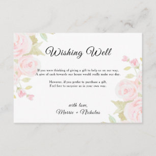 Carte D'accompagnement Rose Florale Rose Pâle Art Mariage Souhaits de Réu