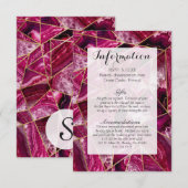 Carte D'accompagnement Rose Fuchsia White Agate Or Triangles géométriques (Devant / Derrière)