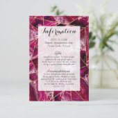 Carte D'accompagnement Rose Fuchsia White Agate Or Triangles géométriques (Debout devant)