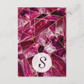 Carte D'accompagnement Rose Fuchsia White Agate Or Triangles géométriques (Dos)