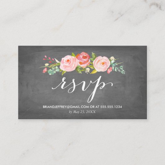 Carte D'accompagnement Rose Garden Floral Chalkboard Mariage Email RSVP (Devant)