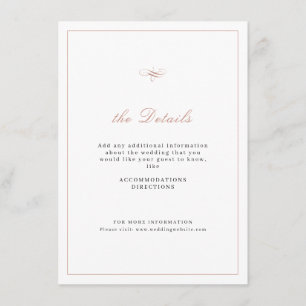 Carte D'accompagnement Rose Gold Classic Elegance Script Détails du Maria