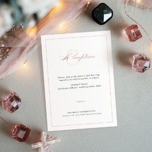 Carte D'accompagnement Rose Gold Classic Élégant Script Mariage Réception