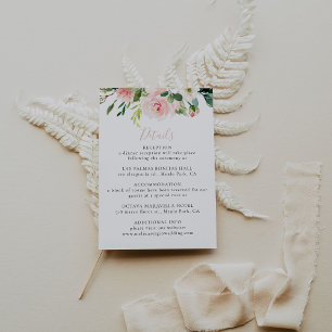 Carte D'accompagnement Rose Gold Elegant Fall Flowers Détails du Mariage