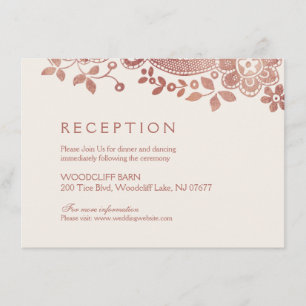 Carte D'accompagnement Rose gold élégant vintage mariage réception en den