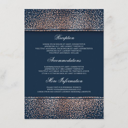 Carte D'accompagnement Rose Gold et Marine Parties scintillant Mariage In (Devant)