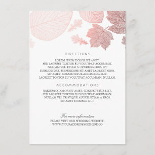 Carte D'accompagnement Rose Gold Feuille White Mariage Détails